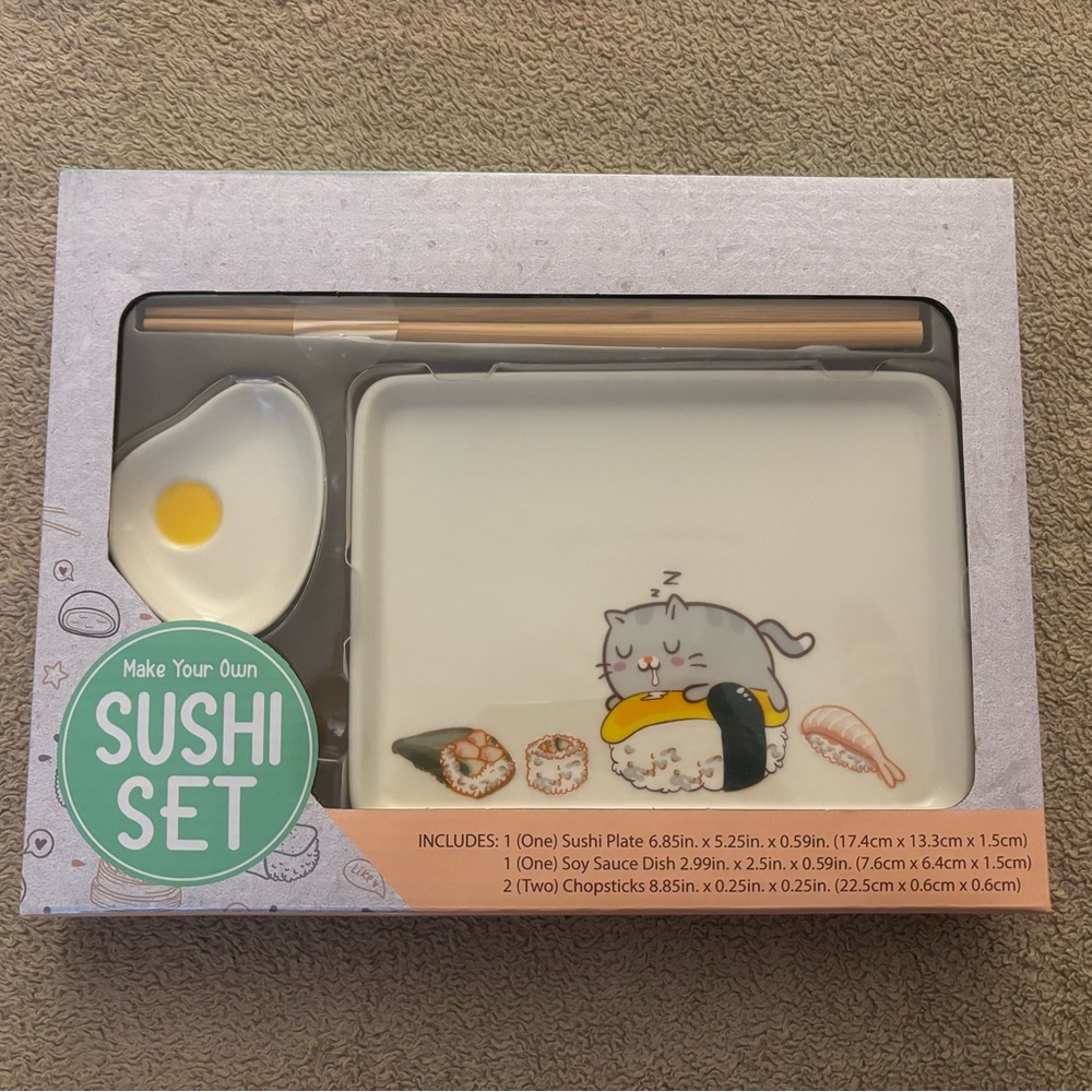 Cute Sushi Set with Cat Design